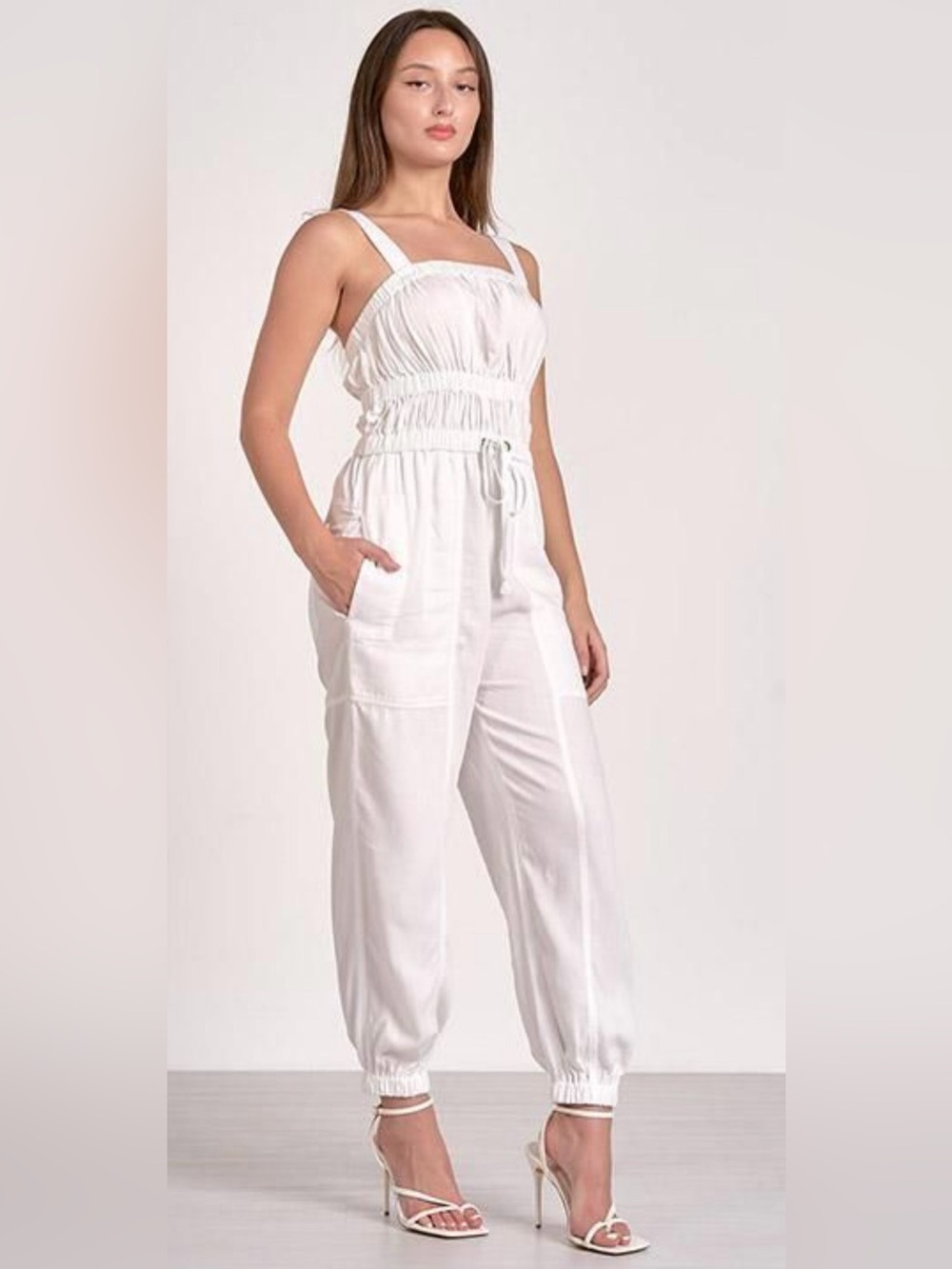 Elan White Tank Strap Jumpsuit Size XS NWT